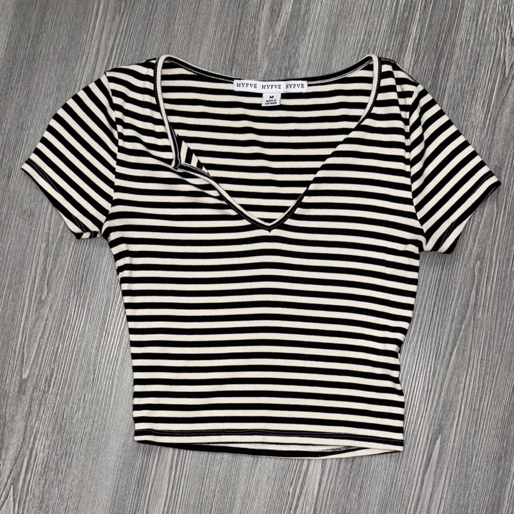 Black and White Striped Women's Top